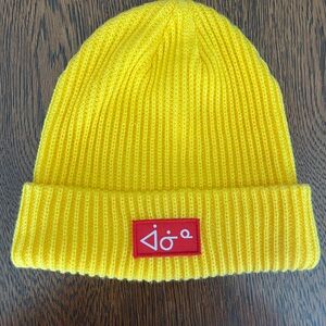 aaniin hello Vibrant Yellow Knit Beanie Toque with Syllabics Unisex